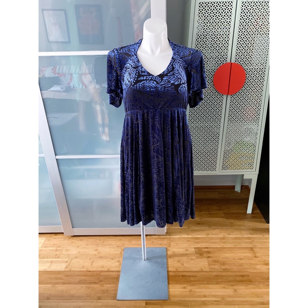 Torrid Navy & Black Printed V-Neck Skater Dress